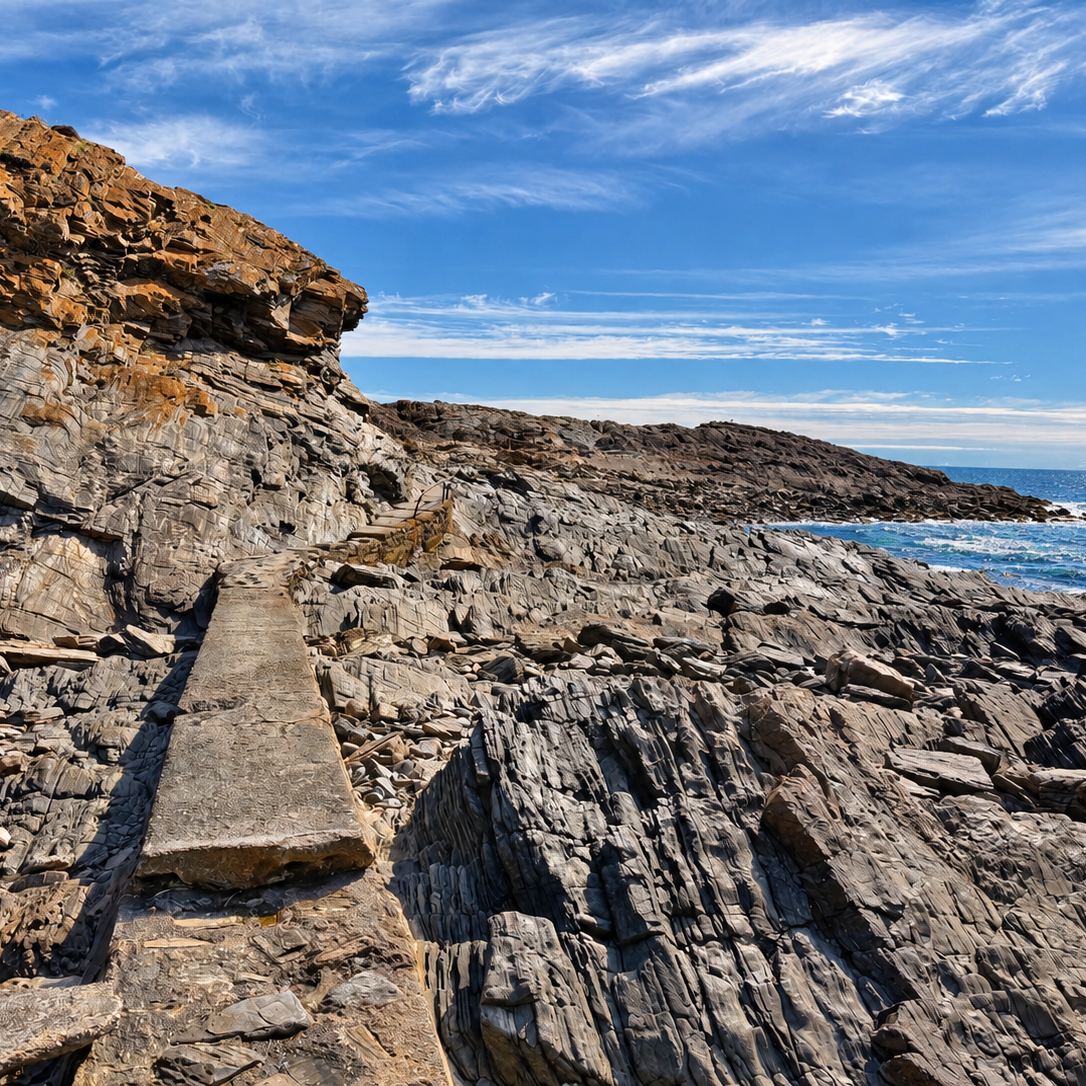 Coastal track over the rocks at Second Valley