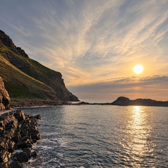 Golden sunset over the water at Second Valley